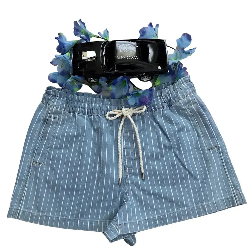 LOFT NWT Light Wash with Stripes Pull On Denim Shorts Women Various